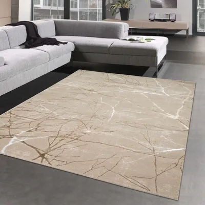 Produktbild von Moderner Designerteppich mit glänzenden Ästen abstrakt beige Größe - 200 x 290 cm