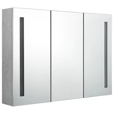 Immagine prodotto di vidaXL Armadio a specchio LED per bagno grigio cemento 89x14x62 cm