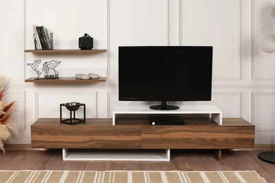 Zdjęcie produktu dla Skye Decor, Nirvana - White, drewno tekowe, szafka TV, biały, 180 x 41,7 x 29,5 cm
