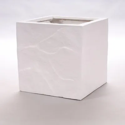 Produktbild von Elegant Einrichten | Pflanzkübel | Fiberglas | Stein-Optik | quadratisch | 30x30x30cm | weiß.