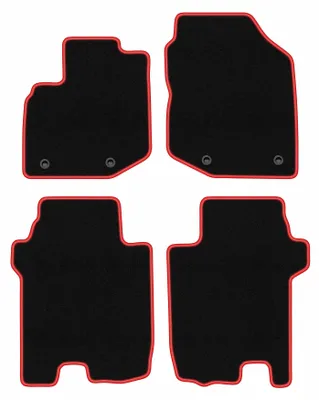 Produktbild von Fußmatten Automatten Velours Schwarz/Rot für Honda City V FL 2011-2013 Set 4-tlg