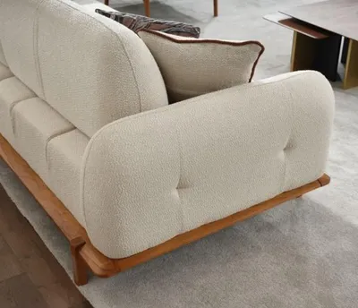 Produktbild von Dreisitzer Couch Beige Sofa 3 Sitzer Polstersofa  Stoffsofa Moderne
