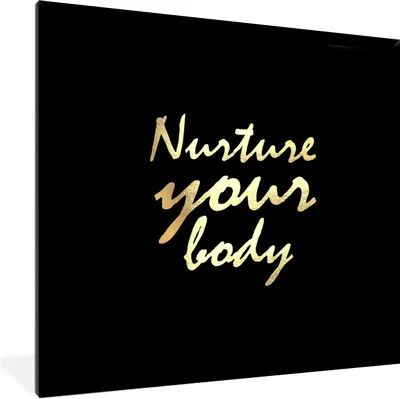 Produktbild von MuchoWow® Gerahmtes Poster Zitate - Gesund - Gold 40x40 cm - Poster mit Schwarzem Bilderrahmen Wandposter Rahmen Foto Bilder - Mit Rahmen - Wanddekoration Schlafzimmer
