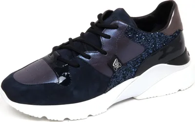 Produktbild von F6958 sneaker donna dunkelblau HOGAN ACTIVE ONE H385 glitter shoe woman