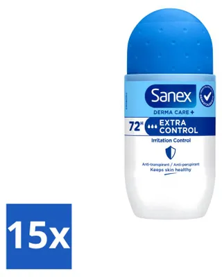 Produktbild von 15 x Sanex Deo Roll-on Dermo Extra Control - 53 ml - Vorteilspackung - 15 Stücke