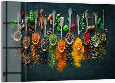 Immagine prodotto di DEQORI Lavagna magnetica in vetro 90x60 cm 'Mosaico aromatico' lavagna scrivibile cucina