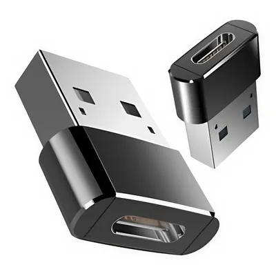 Produktbild von USB-A auf USB-C Adapter aus Aluminium – Kompatibel mit PC, Laptop, Notebook, Ladeadapter uvm. – Schnell & robust – Schwarz