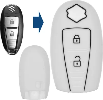Produktbild von Auto Schlüssel Silikon Schutz Hülle Weiß kompatibel mit Suzuki Swift Vitara Ignis Jimny Baleno SX4 2 Tasten KEYLESS SMARTKEY