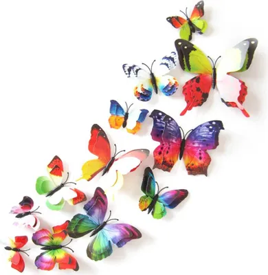 Produktbild von Oblique Unique 3D Schmetterlinge 12er Set Wandtattoo Wandsticker Wanddeko -Regenbogen
