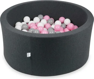 Immagine prodotto di Piscina di palline 90x40cm grafite - Con 300 palline / rosa cipria, grigio, bianco