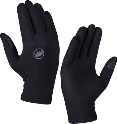 Schwarze Touchscreen-Handschuhe "Stretch Glove" von Mammut; geeignet für den Einsatz mit Touchscreen-Geräten.