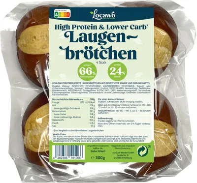 Produktbild von Locawo High Protein & Low Carb* Laugenbrötchen 300g