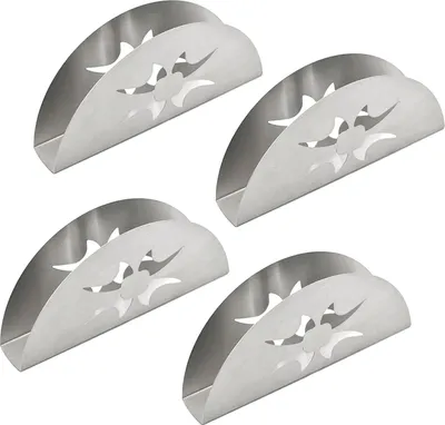 Produktbild von Serviettenhalter aus Edelstahl 4 Stück Serviettenständer - silberner Serviettenspender für Tischdekoration in Restaurant, Café, Hotel oder Küche