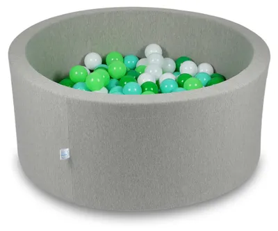 Produktbild von Trockenbecken 90x40cm hellgrau mit 300 Bällen: weiß, hellgrün, mint, grün