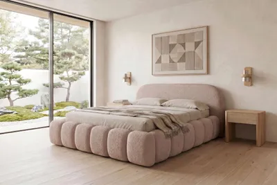 Produktbild von 99rooms Tavio Polsterbett Boucle-Stoff ABRIAMO Rosa 160x200 cm Mit Matratze