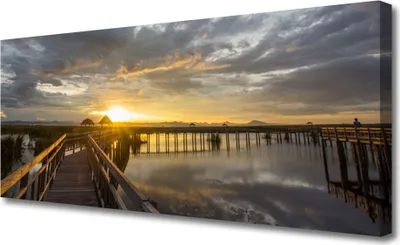 Produktbild von Tulup Leinwand-Bilder 125x50 Wandbild Canvas Kunstdruck Brücke Meer Architektur