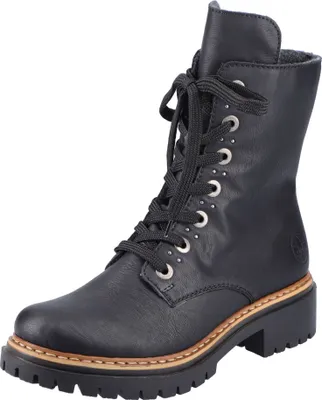 Produktbild von Rieker Damen Stiefeletten Schnürung Blockabsatz 72612, Größe:39 EU, Farbe:Schwarz