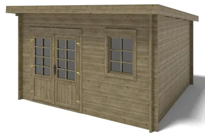 Image de Abri de jardin en bois - 16m2 - 4x4m - Traité - Ep. 40mm - Couleur: vert - DOM716 - ALTANKA