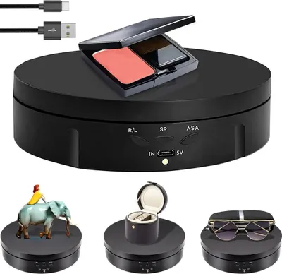 Produktbild von Drehbarer Displayständer, 5,7 Zoll Drehtellerständer 10kg Tragkraft, Mehrwinkeleinstellung, Geeignet für alle Produktdisplays (Schwarz)
