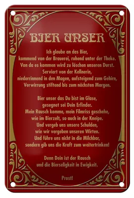 Produktbild von Blechschild Alkohol 12x18cm Prost Bier unser Schild