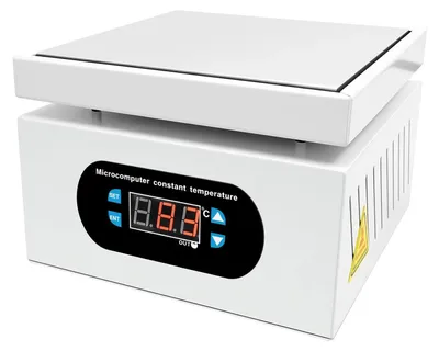 Obrázok produktu pre Elektrická predhrievacia stanica – spájkovacia platňa – 500 W – 220 V – 0–400 °C – 150×150 mm – na opravy dosiek plošných spojov – biela