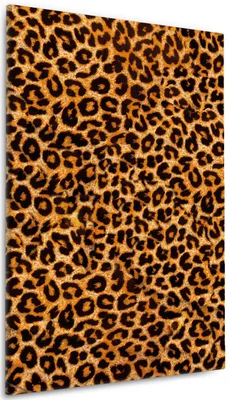 Produktbild von Wallario Premium Leinwandbild Leopardenmuster  in orange schwarz in Größe 60 x 90 cm