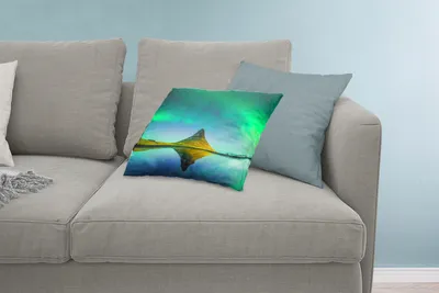 Produktbild von MuchoWow® Zierkissen Sofakissen Wohnzimmer Dekokissen 60x40 cm Nordlicht - Berge - Wasser - Island - Natur - Kopfkissen - Polster mit Foto
