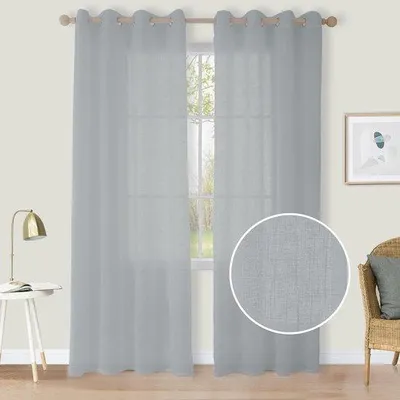 Immagine prodotto di Ibenzoa® Tende semitrasparenti, set da 2 – Grigio-blu, poliestere traslucido, occhielli verticali, ogni pannello fino a 240 cm di altezza x 300 cm di larghezza