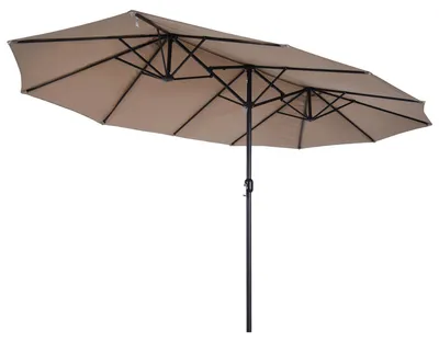 Obrázek produktu pro Outsunny dvojitý slunečník, zahradní slunečník, tržní slunečník s ruční klikou, 460 x 270 cm