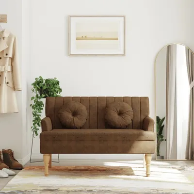 Obrázek produktu pro Lavice s polštáři 113 x 64,5 x 75,5 cm textil Hnědá
