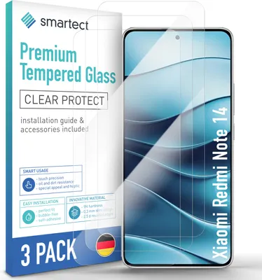 Produktbild von 3x Schutzglas Panzerfolie Klar für Xiaomi Redmi Note 14 Displayschutz Hartglas