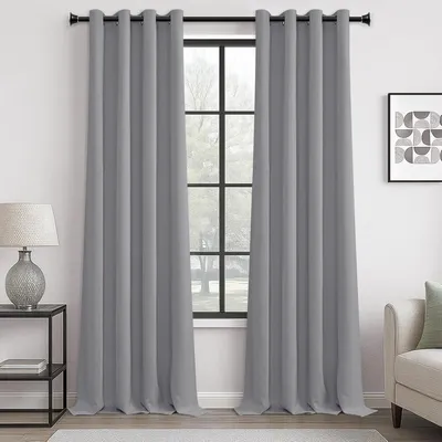 Produktbild von Verdunklungsvorhang 300 x 140 cm, 2er Set, hellgrau, mit Ösen für Wohnzimmer