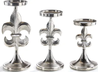 Produktbild von Kerzenhalter LILY aus Metall in silber 3er Set