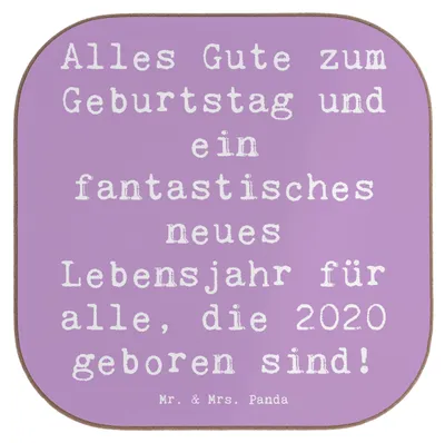 Produktbild von Mr. & Mrs. Panda Tischschoner Spruch 2020 Geburtstag Glückwünsche - Lavendeltraum - Geschenk, gläseruntersetzer, bieruntersetzer, Happy Birthday, Untersetzer für Gläser