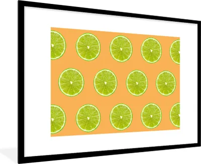 Produktbild von MuchoWow® MuchoWow® Gerahmtes Poster Limette - Muster - Farben 90x60 cm - Poster mit zchwarzem Bilderrahmen - Wanddekoration - Fotos