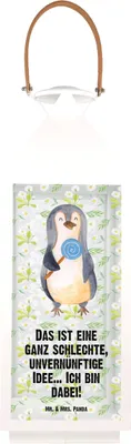 Imagen del producto de Linterna de madera con forma de pingüino "Lolli XL" - Ideal para regalos, candelabro, dulces, lámpara colgante, pingüinos, diseño original, linterna de madera, divertida, candelabro, con inscripción, iluminación