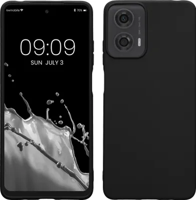 Produktbild von kwmobile Hülle kompatibel mit Motorola Moto G24 / E14 / G04 / G04s Hülle - weiches TPU Silikon Case - Cover geeignet für kabelloses Laden - Schwarz