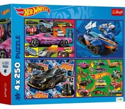 Image de PUZZLE 4x250 Voitures de course/Mattel HotWheels 13312