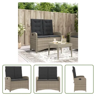Produktbild von The Living Store Gartenbank Verstellbar mit Kissen Hellgrau Poly Rattan