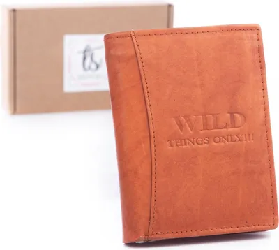 Produktbild von WILD Things Only Herren Geldbörse Trifold Echtleder Druckknopf Münzfach Reißverschluss Braun