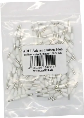Produktbild von 100x ARLI Aderendhülsen isoliert weiss 0,75 mm²