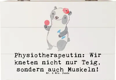 Produktbild von Mr. & Mrs. Panda Geschenkbox Physiotherapeutin Humor 22 x 15 cm - Weiß - Geschenk, Berufsgestaltung, Teig kneten, Rehabilitation, Wohlbefinden, Kiste, Truhe, Therapie
