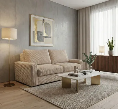 Produktbild von KSHOMECONCEPT 2-Sitzer-Sofa Isola mit Schlaffunktion Cordbezug Creme