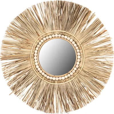 Produktbild von Spiegel Seegras Ø 55cm Wandspiegel Rund Flurspiegel Wanddeko Boho Deko Natur