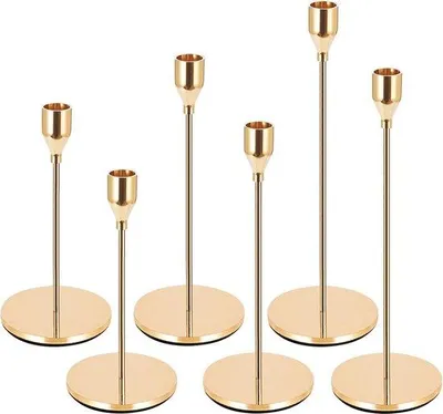 Immagine prodotto di Set di candelieri dorati, 3 pezzi, 33-28-22 cm, decorativi per la casa