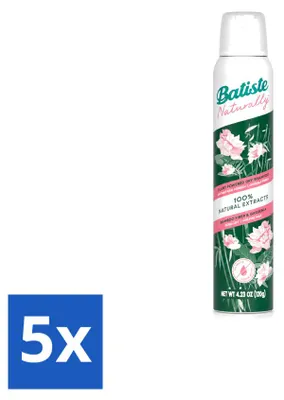 Produktbild von 5 x Batiste Naturally Bambusfaser & Gardenie Trockenshampoo 200 ml - Vorteilspackung - 5 Stücke