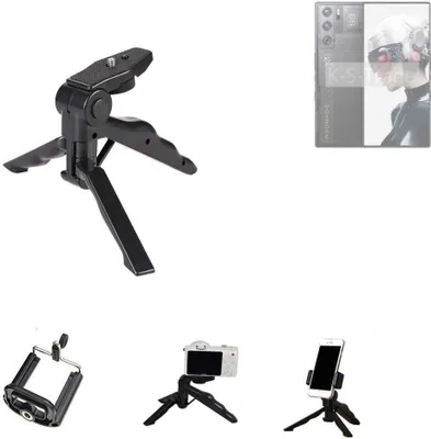 Produktbild von K-S-Trade Stativ Tisch-Ständer Dreibein Handy-Stativ Ständer kompatibel mit Nubia Redmagic 9 Pro Mini-Stativ Smartphone Tripod Handy-Stativ aus