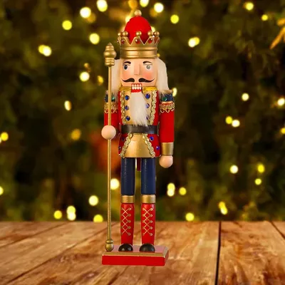Zdjęcie produktu dla Drewniany Dziadek do Orzechów Żołnierz 30 cm do dekoracji świątecznej