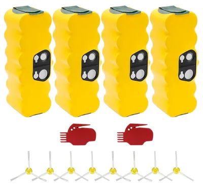 Obrázek produktu pro Náhradní baterie pro robotický vysavač – bateriový modul 14,4 V Ni-MH – kapacita 6000 mAh – sada 4 baterií – včetně nabíječky – pro řady 500/600/700/800/900