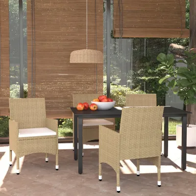 Image de Maison Exclusive - Ensemble de salon de jardin 5 pièces avec coussins, en rotin synthétique beige